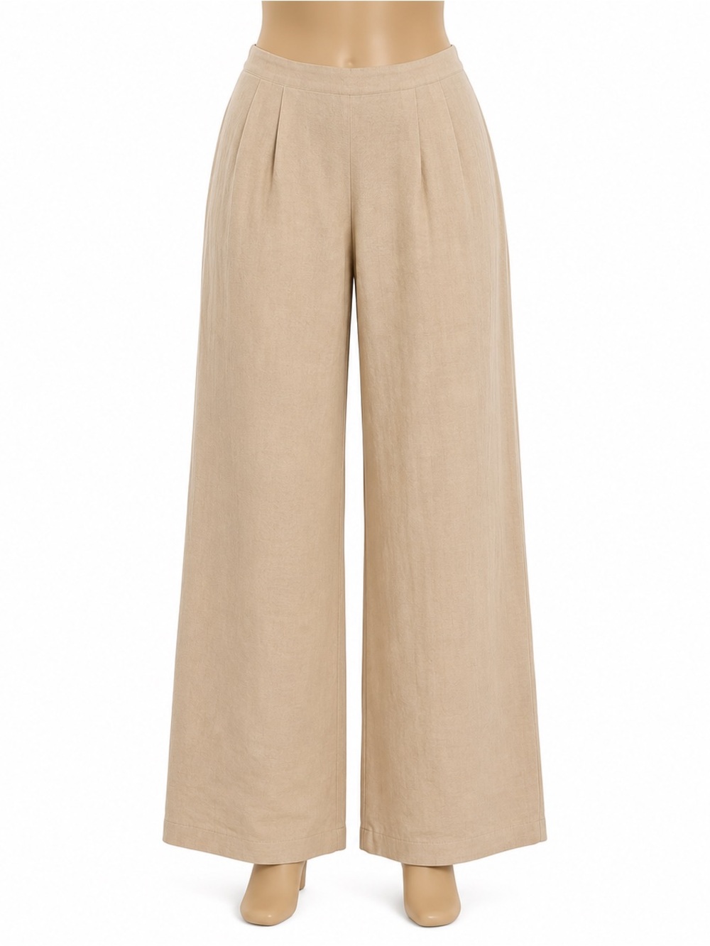 DO+BE Women’s Small Beige Wide Leg High Rise Pants Pleated Lined Casual